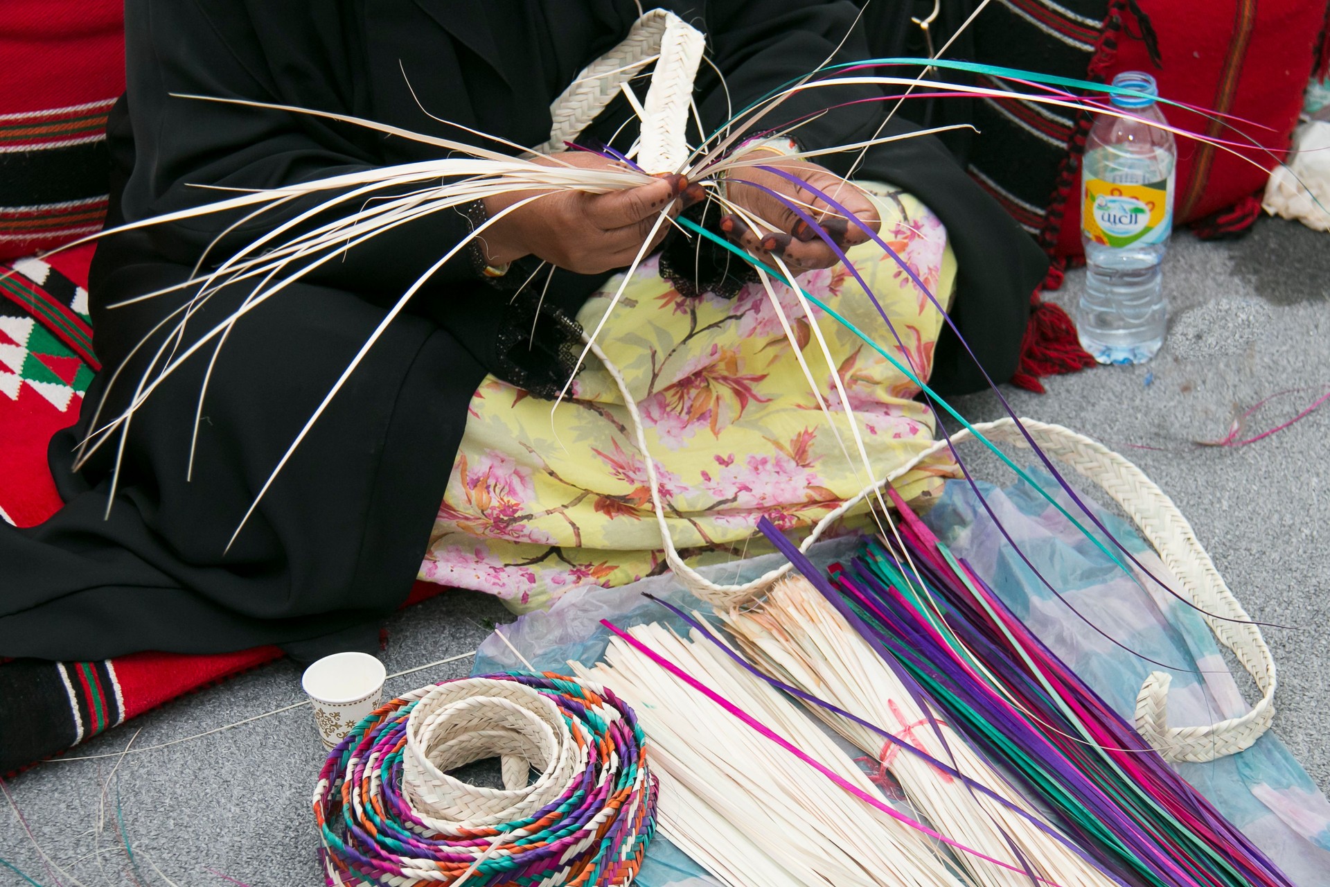 Weaving from palm leaves